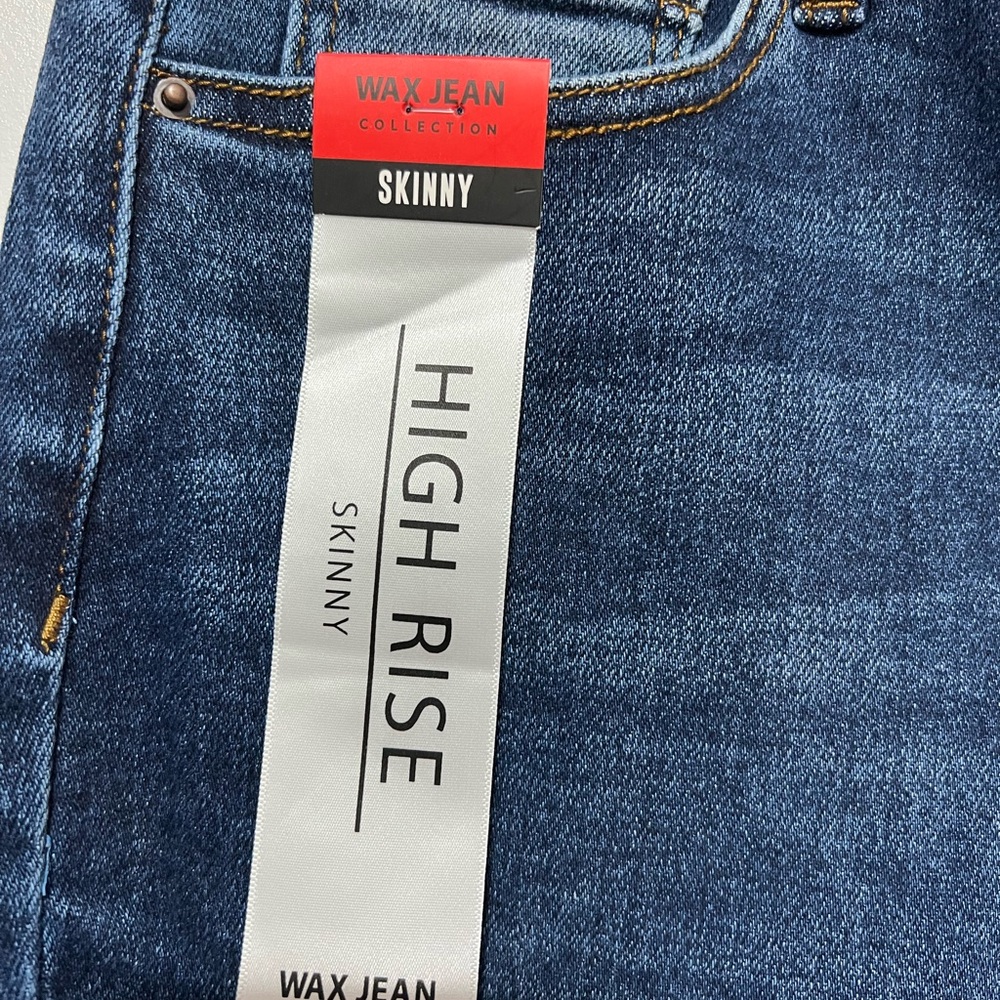 Wax Jean High-Rise Dark Blue Distressed Jeans - Picture 3 of 9